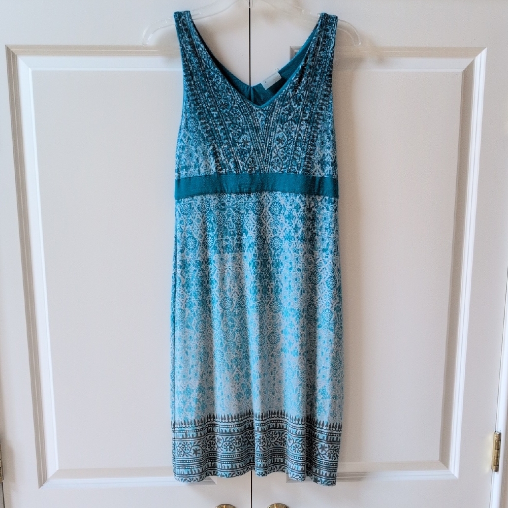 Athleta Blue Patterned Sleeveless Dress